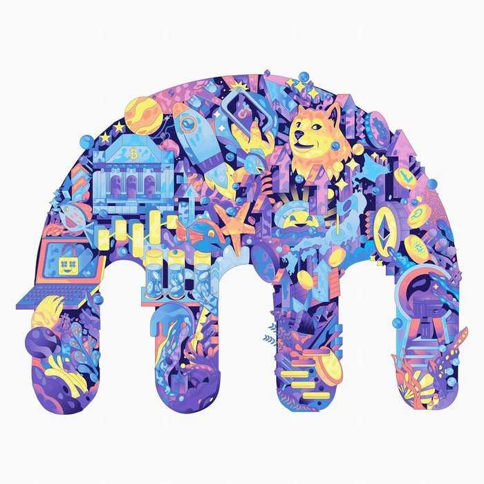 Kraken — Post Facebook, artwork violet psychédélique Yoaz