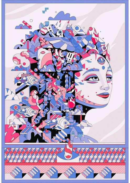 Cité Psychédélique — Yoaz poster vertical 50×70