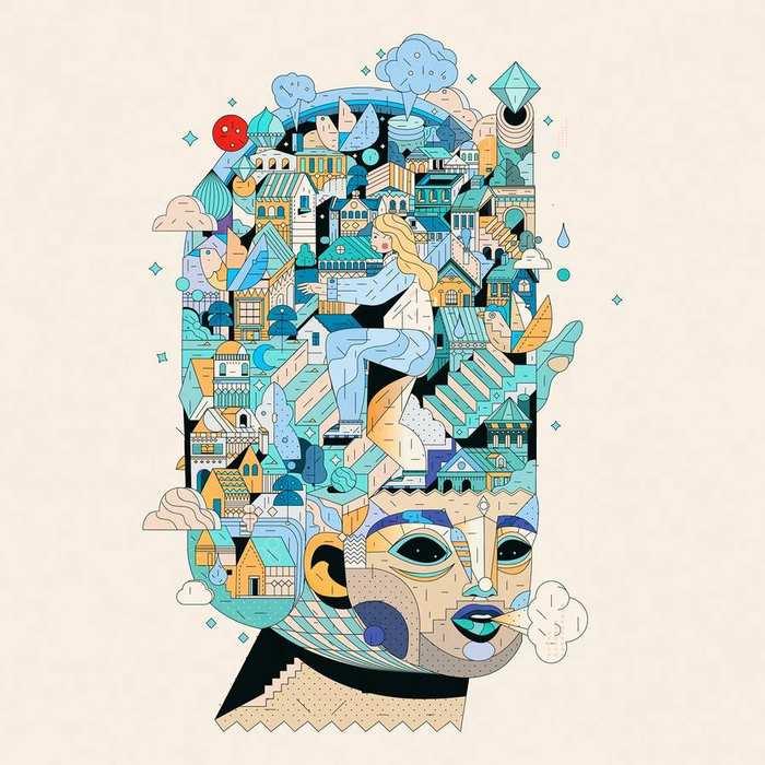 Composition — illustration abstraite colorée Yoaz Paris