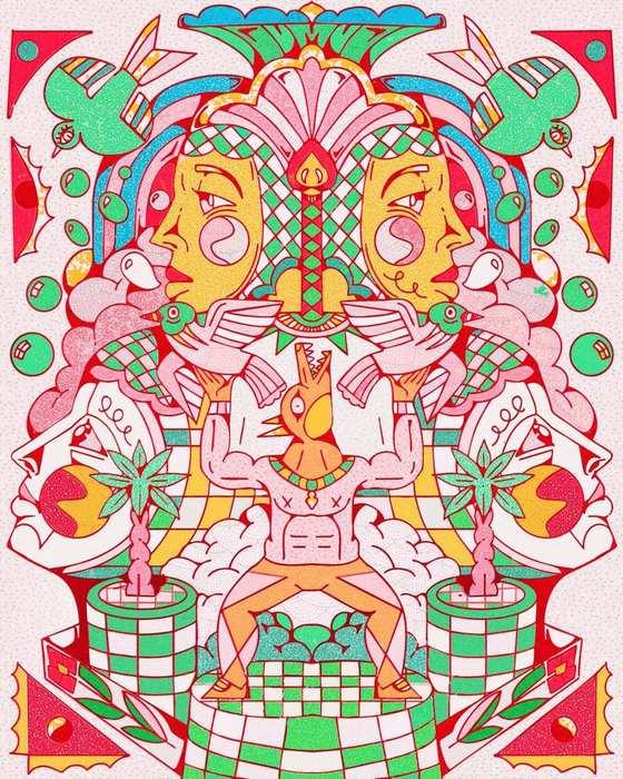 Florale — illustration botanique psychédélique Yoaz