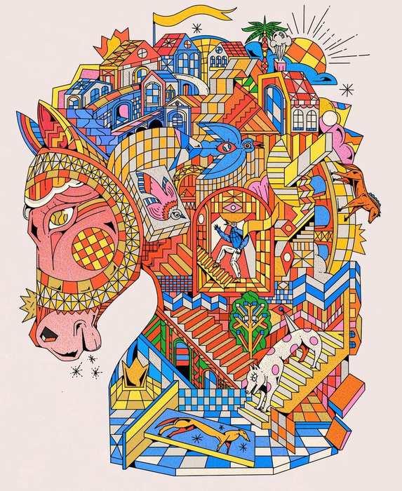 Horizon — illustration psychédélique géométrique par Yoaz Paris