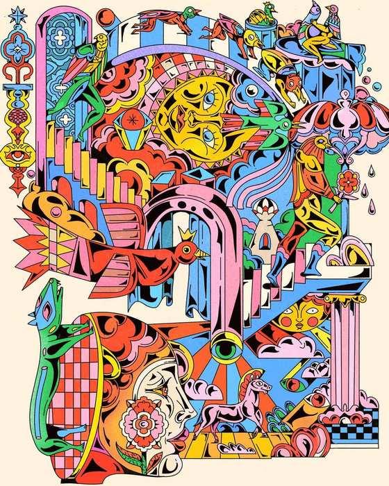 Dieux Jumeaux — illustration psychédélique par Yoaz