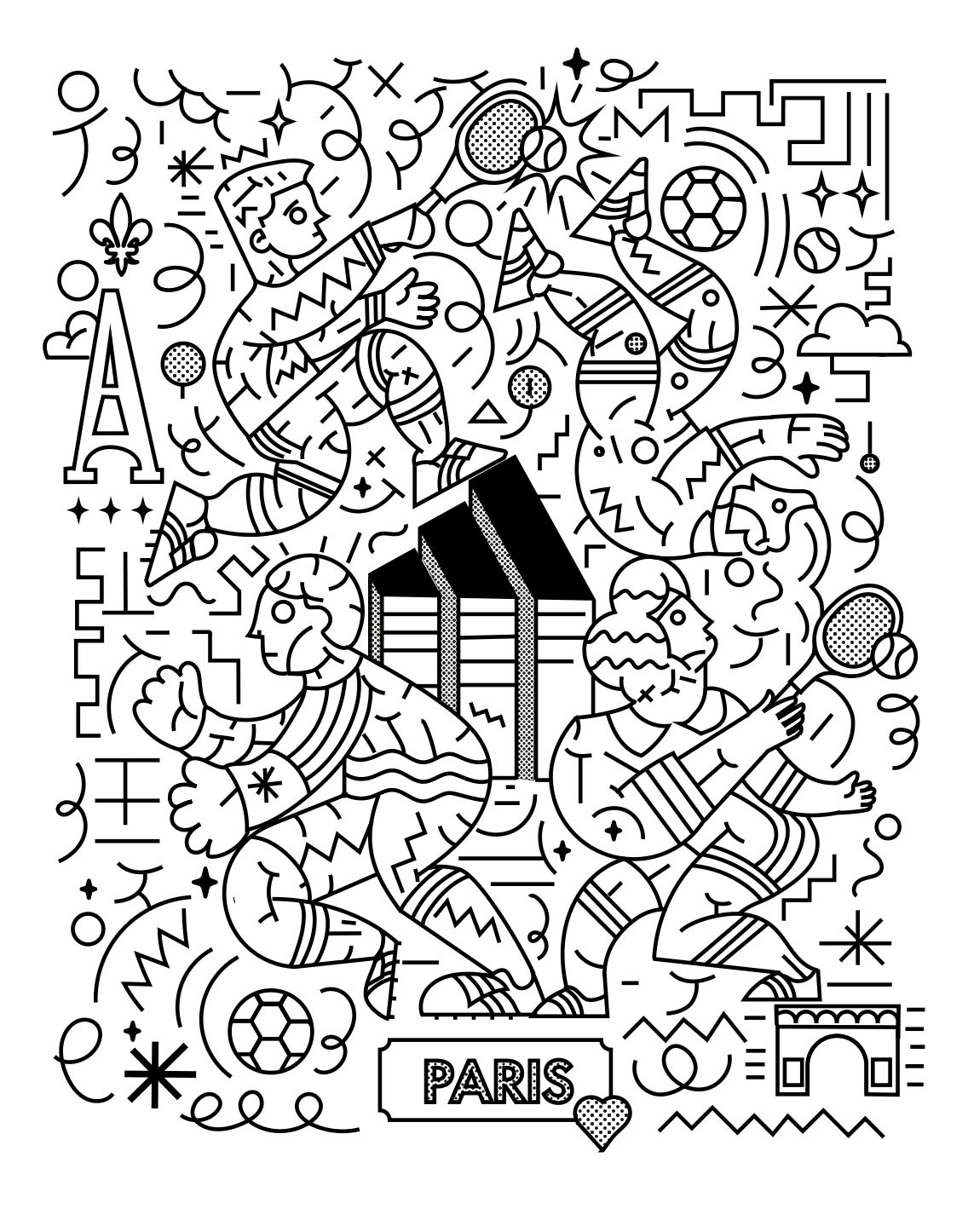 Adidas — Illustration Paris line art