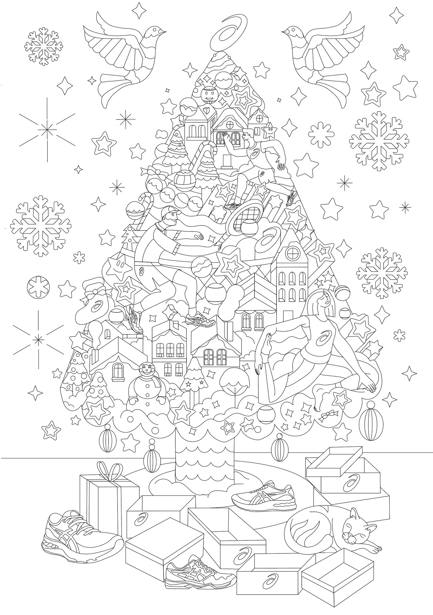 Asics — Christmas tree coloring